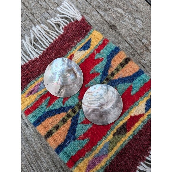 Vintage Mothers Of Pearl Earrings, Beachy Shell Earrings - Picture 1 of 10